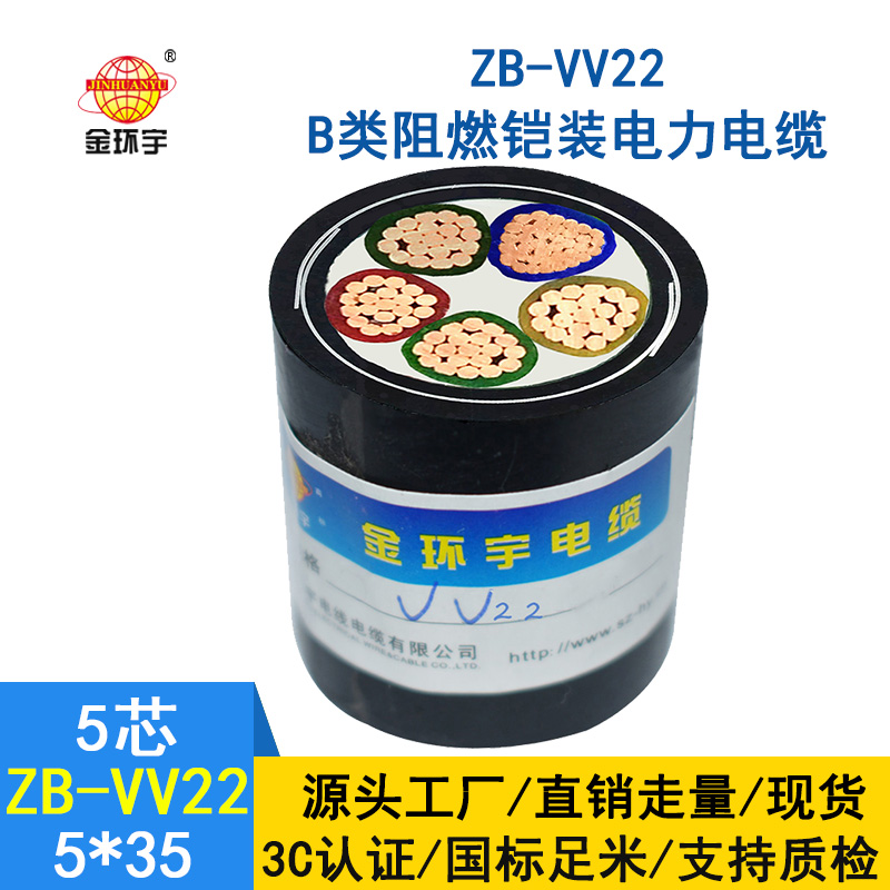 金環(huán)宇 阻燃電力電纜 ZB-VV22-5*35平方 鎧裝電纜價