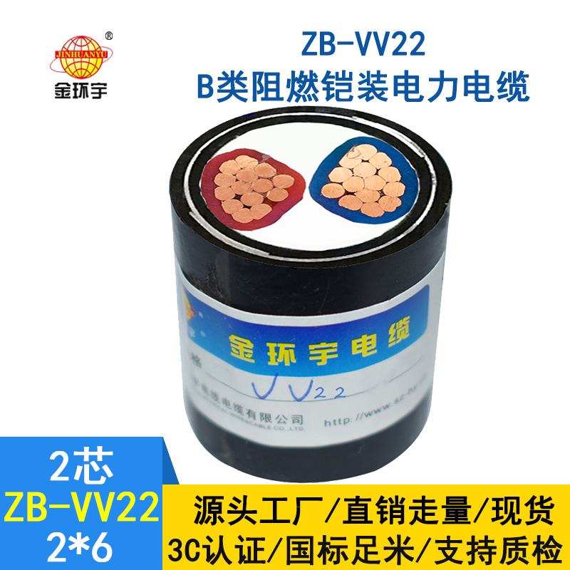 金環(huán)宇電纜 vv22鎧裝電纜 ZB-VV22-2*6阻燃電力電纜