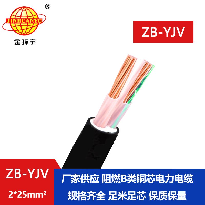 金環(huán)宇電纜 阻燃電纜ZB-YJV 2X25平方y(tǒng)jv電力電纜廠