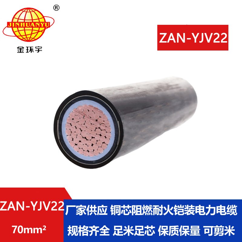 金環(huán)宇電纜 單芯電力電纜ZAN-YJV22-70平方 鎧裝阻燃