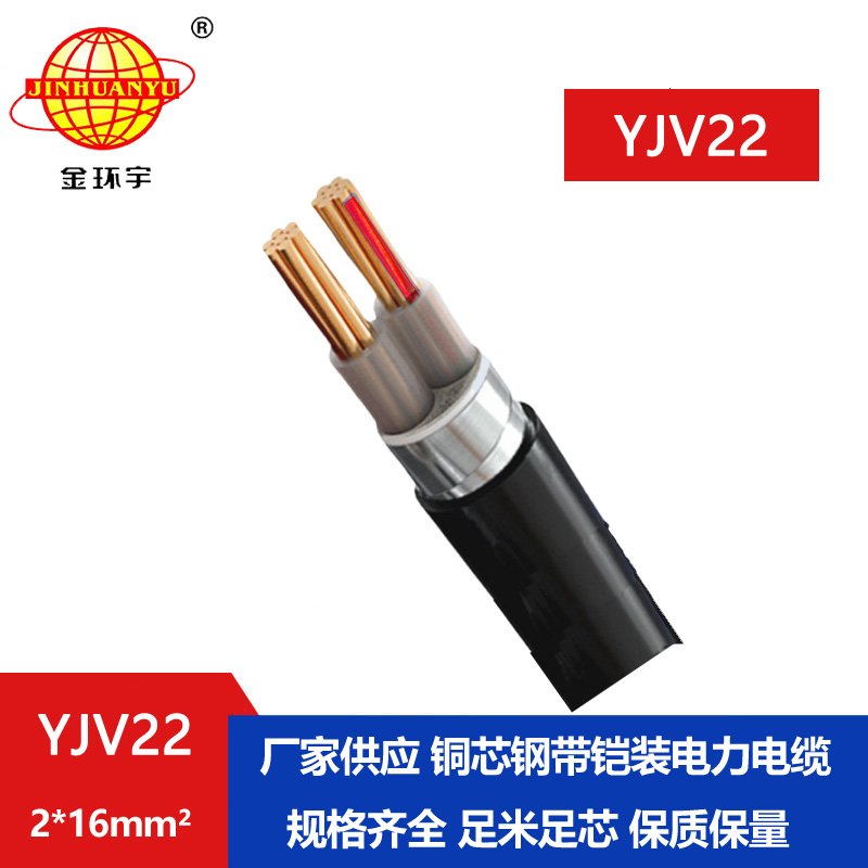 金環(huán)宇電線電纜 銅芯鎧裝電纜 YJV22 2X16平方低壓