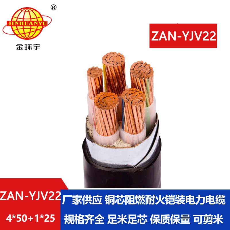 金環(huán)宇電纜 深圳鎧裝電纜廠家 A類阻燃耐火ZAN-YJV22-4X50+1X25電纜